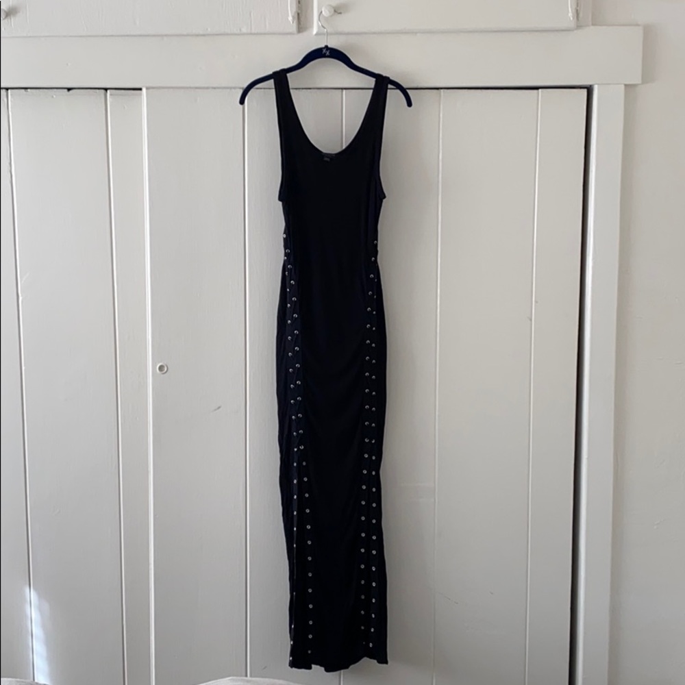 Midi Lace-Up Tank Dress with Two Slits